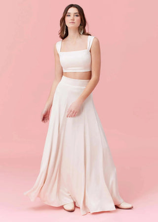 Womens Meri Satin Crop Top with Matching Set maxi skirt for bridal and special occasionwear by  Fallon Foster Collections